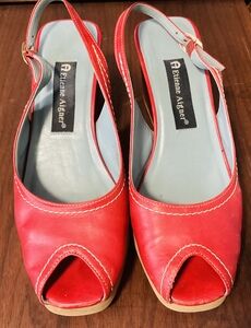 Leather upper Etienne Aigner  sling back  peeptoe wedge size 7M